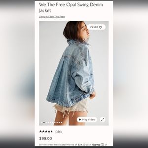 FREE PEOPLE "OPAL SWING"  DENIM JACKET